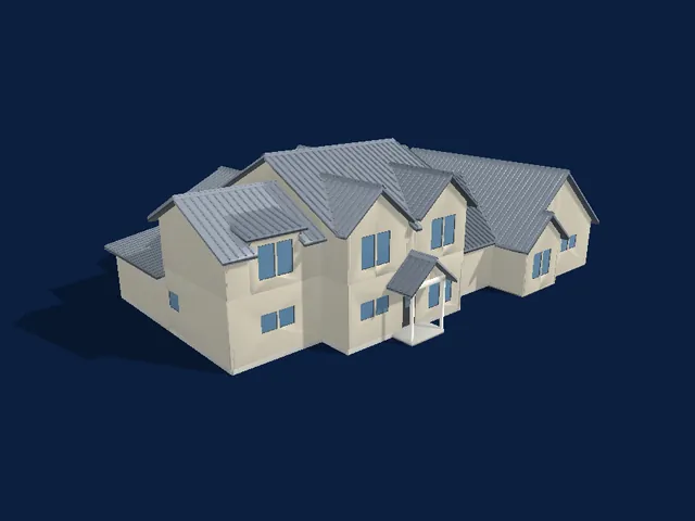 An example house built in 3D from its plan set