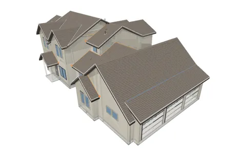 Two-story house with an architectural shingle roof